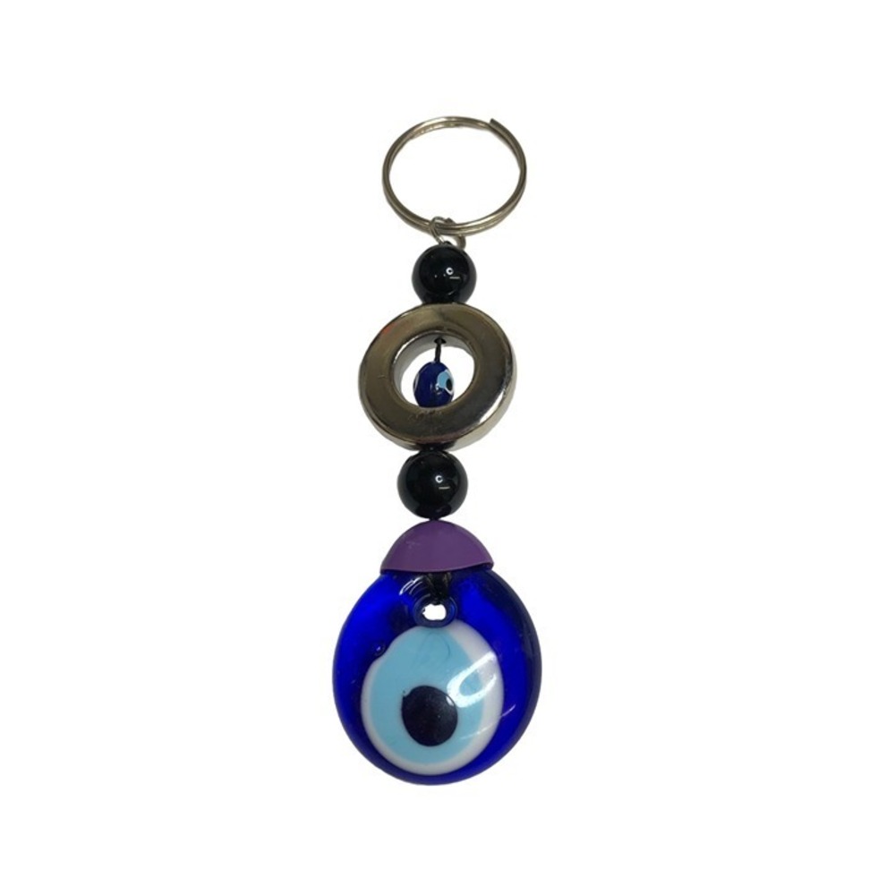 Keychain Glass Cobalt Blue Split Ring Evil Eye Protection Boho Lot of 25 New - Picture 6 of 10